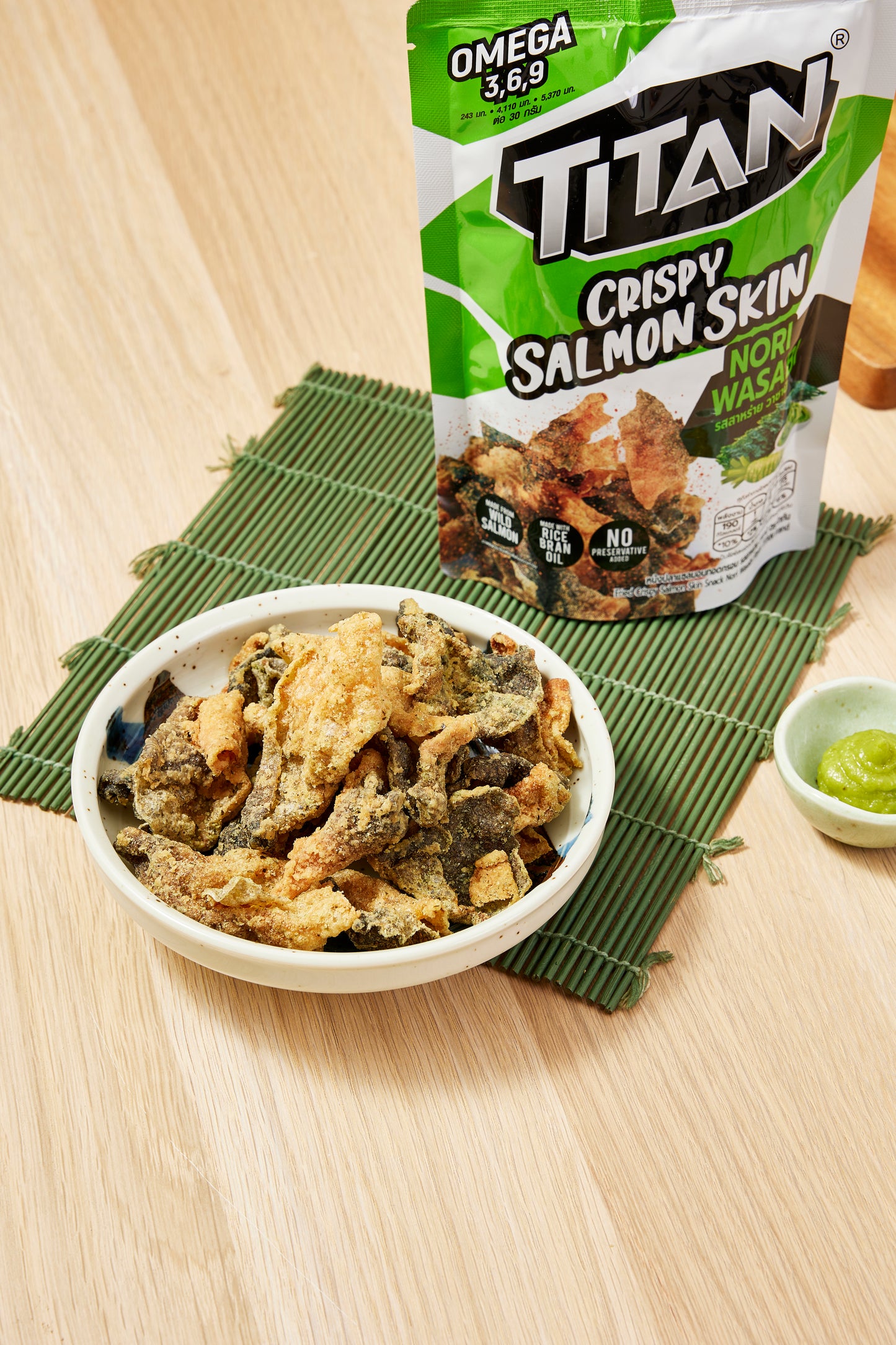 「已停售」TITAN - 脆三文魚皮零食 – 紫菜芥辣味