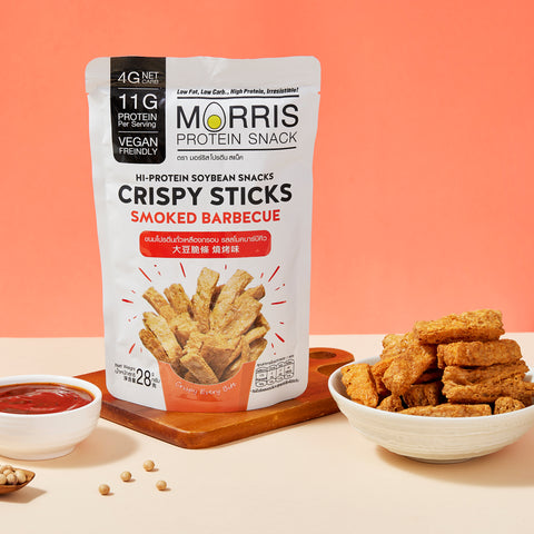 Morris - 高蛋白質大豆脆條 燒烤味 單包裝 低GI健康零食 蛋白質香脆零食 適合生酮低醣純素食