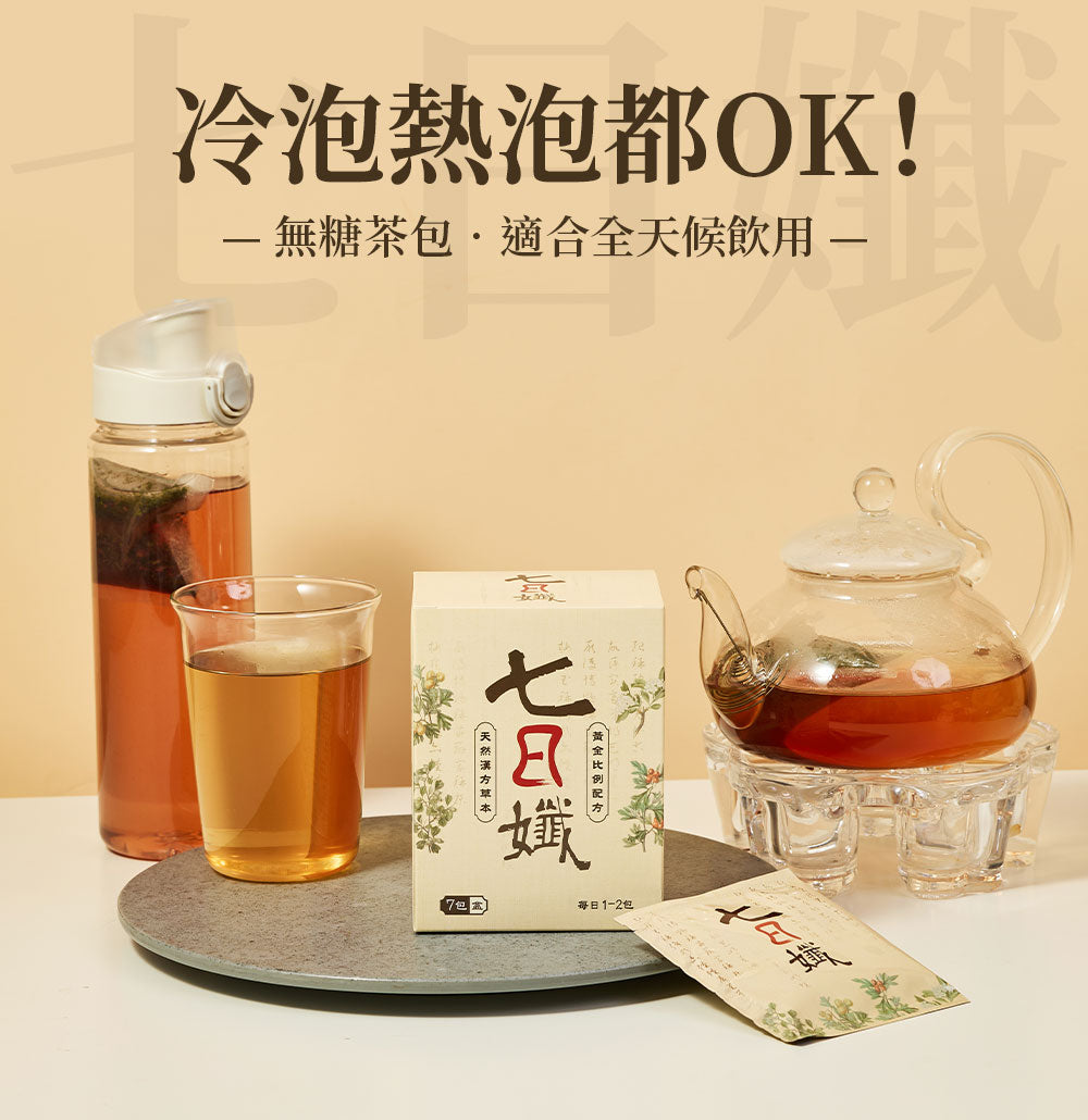 七日孅 - 原味代謝茶【4盒裝】（7包/盒）｜順暢代謝 × 排毒消腫 × 養生冷泡茶 × 無糖茶包飲品