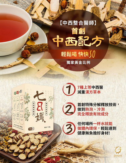 七日孅 - 原味代謝茶【8盒裝】（7包/盒）｜順暢代謝 × 排毒消腫 × 養生冷泡茶 × 無糖茶包飲品