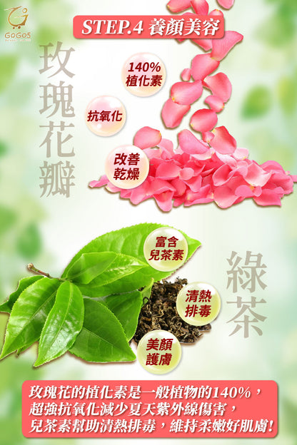 七日孅 - 玫瑰綠茶 代謝茶【4盒裝】（7包/盒）｜順暢代謝 × 排毒消腫 × 養生冷泡茶 × 無糖茶包飲品